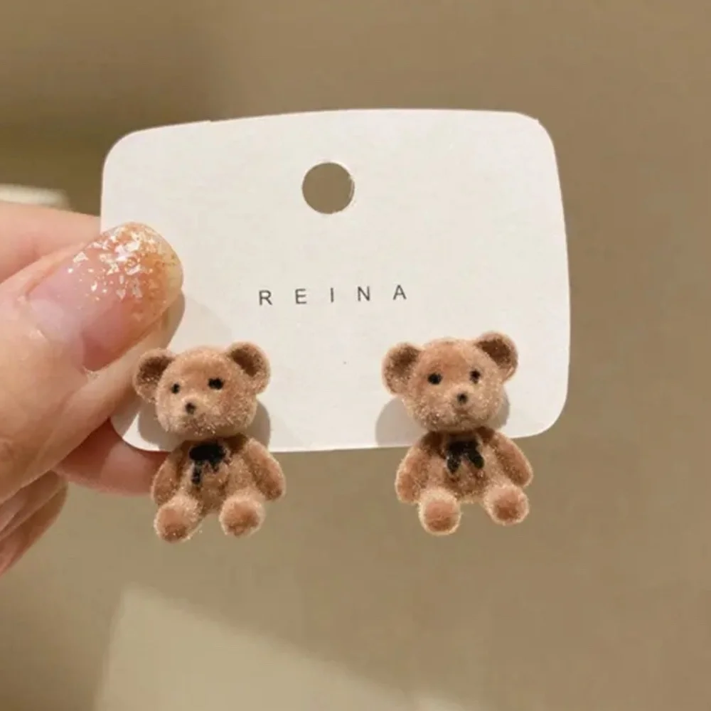 COPY - NWT Adorable Fuzzy Brown Teddy Bear Pierced Stud Earrings!